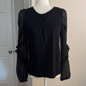 LOFT Dotted Sheer Long Sleeve Top (Size XS)